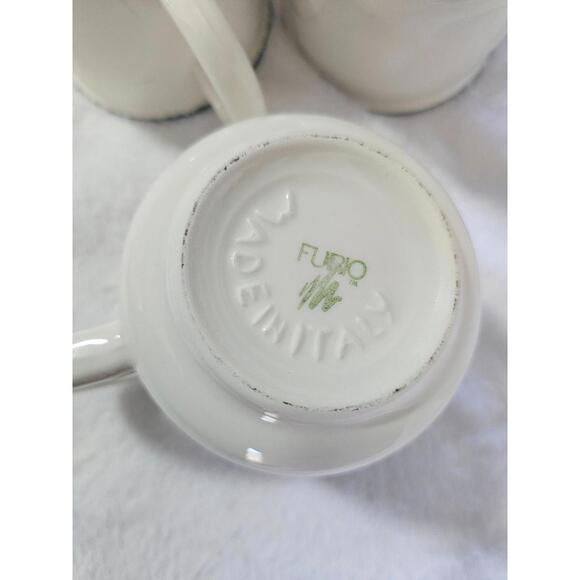 (Set of 3) Vintage Furio Coffee Mug Cup Christmas Sponged Trees Italy White 4" - Picture 7 of 9